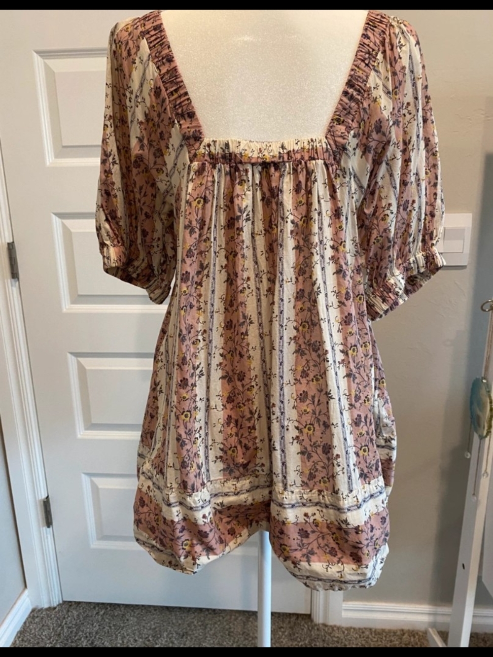 Free People Floral Peasant Babydoll Top | Blush Multi | Size M | NWOT - Picture 2 of 5